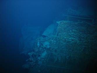 Break in ship's stbd side below main deck level